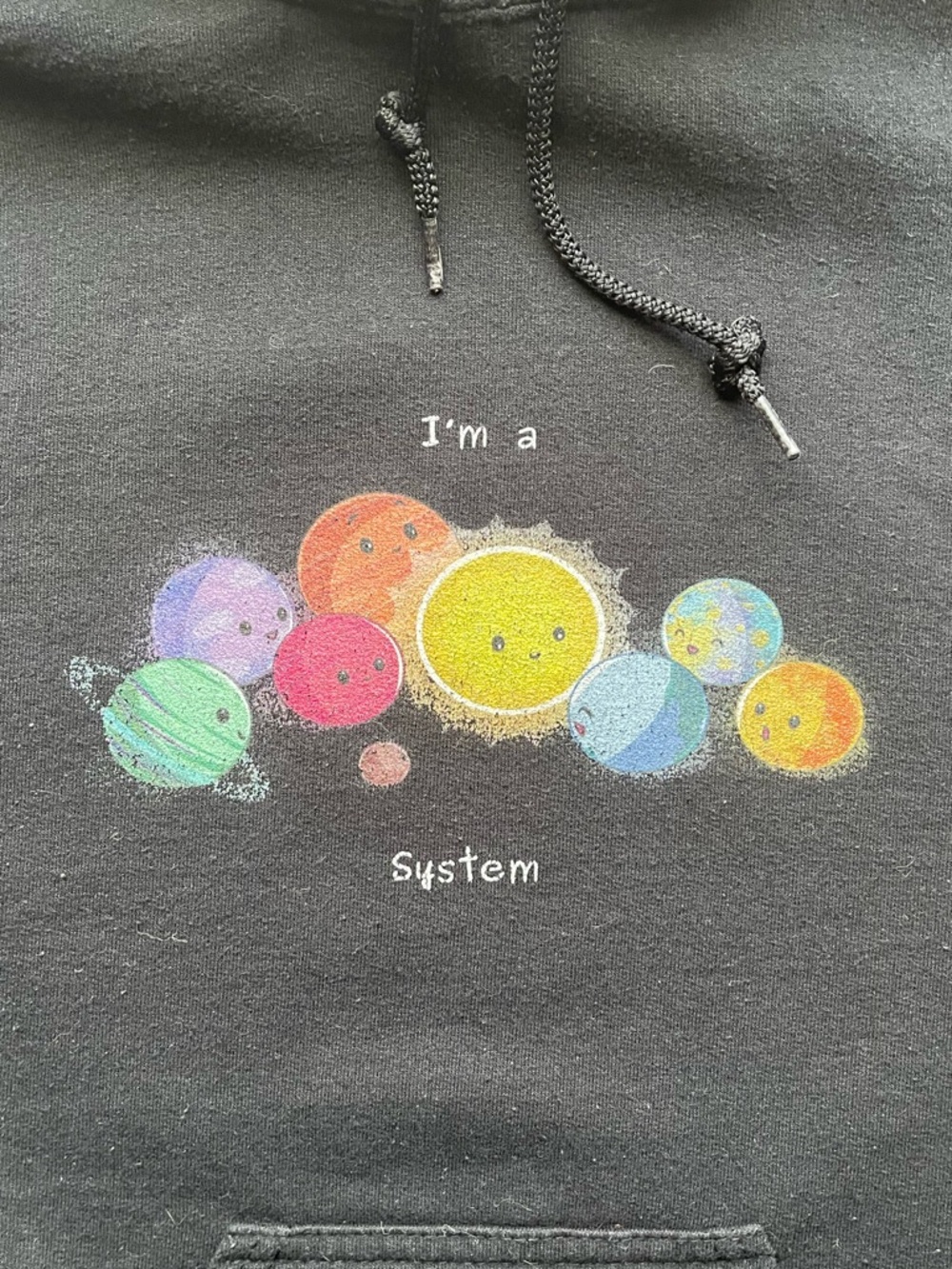 Dissociative Identity Disorder Black Hoodie with Planet Graphic - Picture 4 of 4